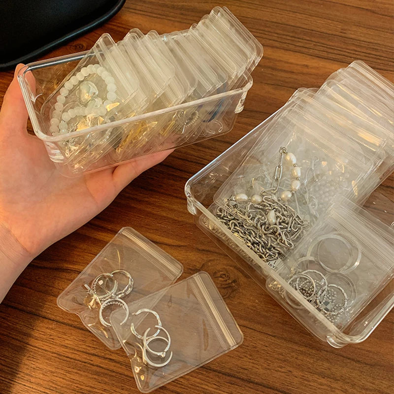 Anti-oxidation Jewelry Storage Bag Desktop Drawer Organizer Transparent Necklace Bracelet Ring Holder Pouch Earring Display Case
