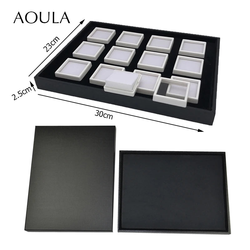 Gem Jar Display Gemstone Jewelry Insert Tray Loose Diamond Stone Display Box Gems Storage Holder Container Organizer with Sponge