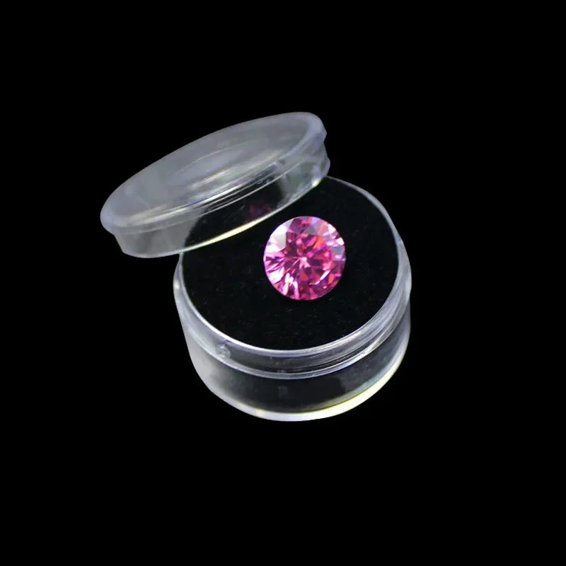 12Pcs/lot Round Bare Diamond Box Diamond Gemstone Bead Storage Box Jewelry Sample Clear Display Container Gem Packaging Case