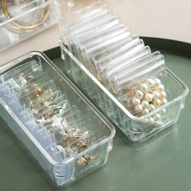 Anti-oxidation Jewelry Storage Bag Desktop Drawer Organizer Transparent Necklace Bracelet Ring Holder Pouch Earring Display Case