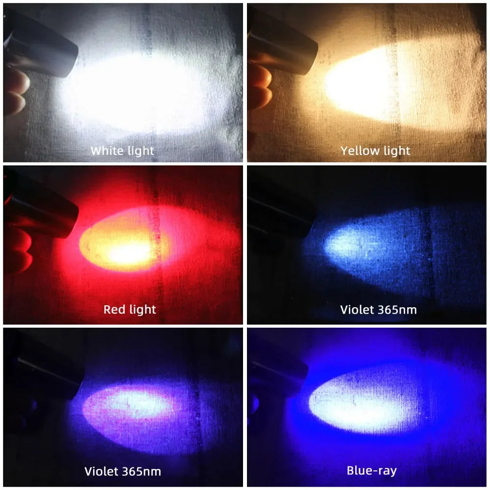 2025 new Jade Identification Torch White/Yellow/Red/Blue/365nm/395nm UV Flashlight Ultraviolet Gems Jewelry Amber Detector
