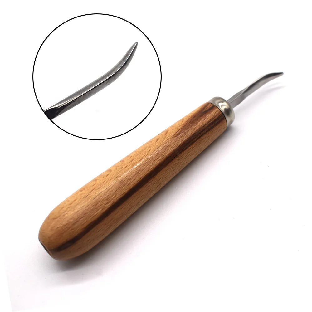 Jewelry Diamond Bezel Set Gemstone Setting Tool Pusher Hand DIY Tool with Wooden Handle
