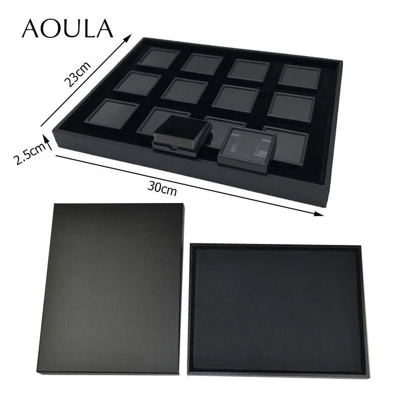 Gem Jar Display Gemstone Jewelry Insert Tray Loose Diamond Stone Display Box Gems Storage Holder Container Organizer with Sponge