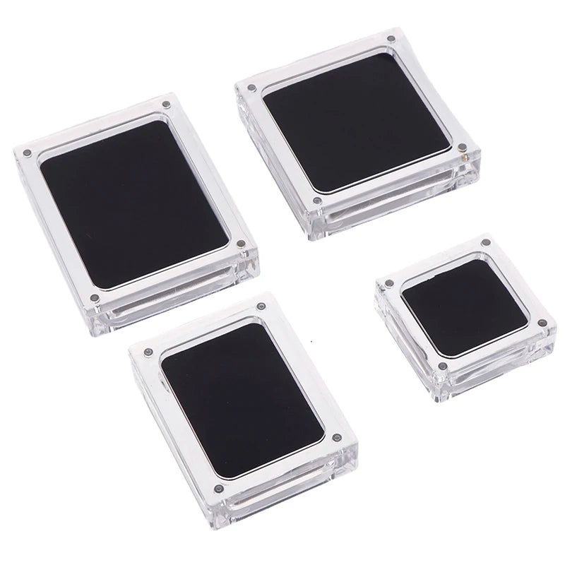 1pcs Acrylic Glass Top Gem Box Gemstone Diamond Display Stand Holder Storage Organizer Case