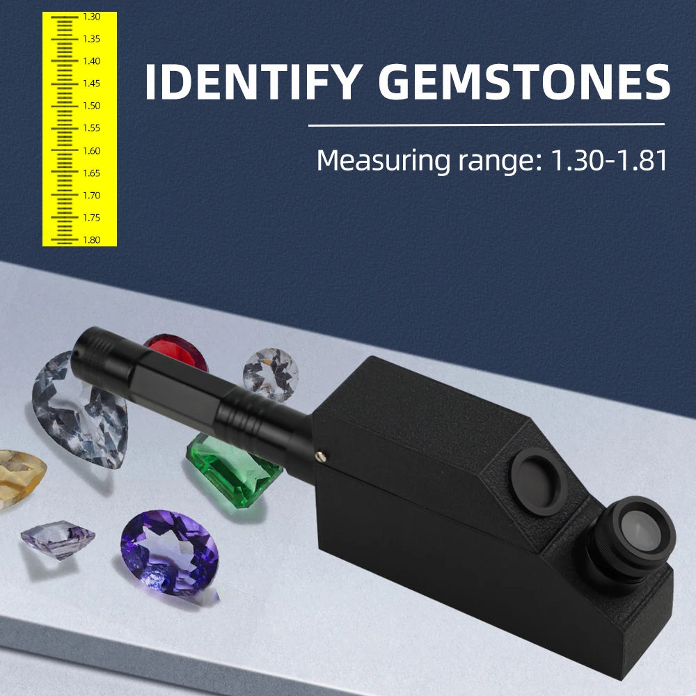 1.30-1.81 Gem Refractometer with LED Flashlight Jewelry Gemstone Refractometer High Precision Zircon Gemstone Detector