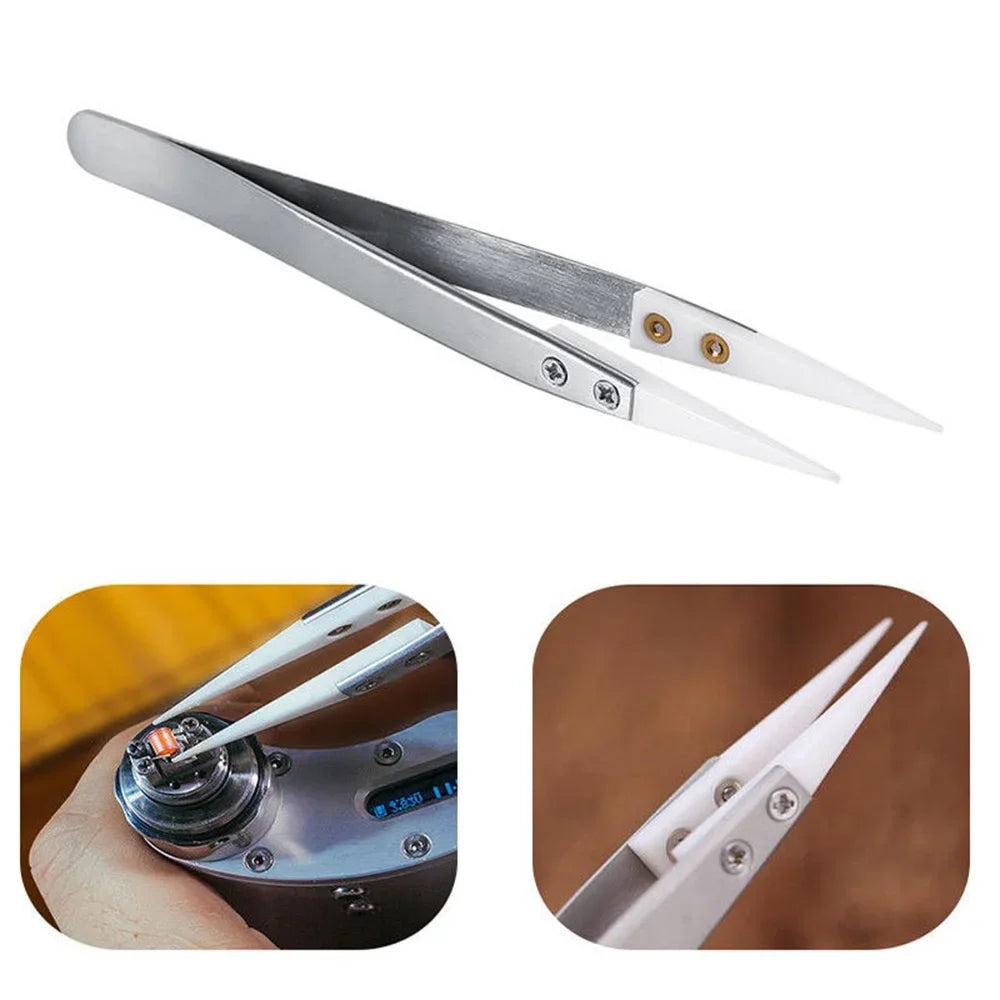 STONEGO Ceramic Tweezers, High-Temperature Resistant, Acid and Alkali Corrosion Resistant, Insulated Clamping Tool