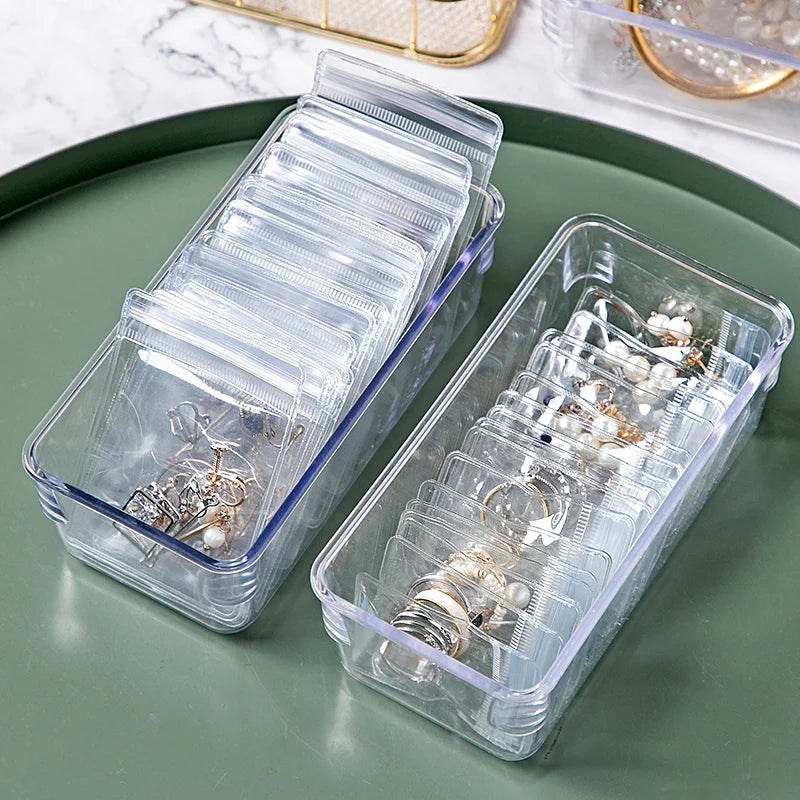 Anti-oxidation Jewelry Storage Bag Desktop Drawer Organizer Transparent Necklace Bracelet Ring Holder Pouch Earring Display Case