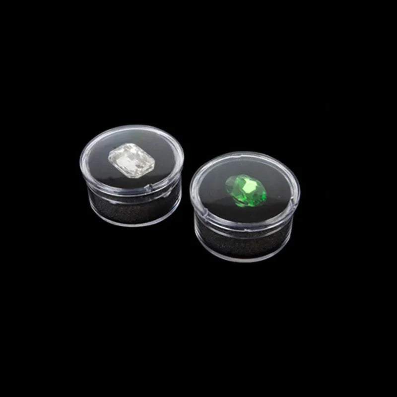 12Pcs/lot Round Bare Diamond Box Diamond Gemstone Bead Storage Box Jewelry Sample Clear Display Container Gem Packaging Case