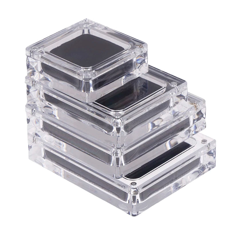 1pcs Acrylic Glass Top Gem Box Gemstone Diamond Display Stand Holder Storage Organizer Case