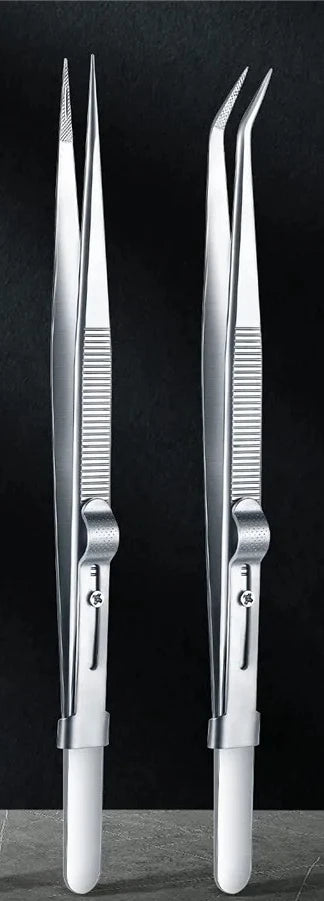 Sandblasted Jewelry Tweezers 16CM Slotted BuckleHigh PrecisionStainless Steel forDIY Diamond Gem Setting Ideal Gift for Jewelers