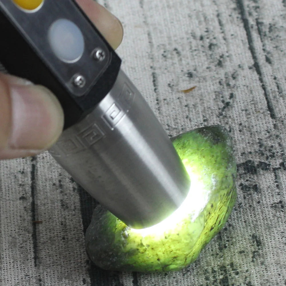 Rechargeable Jade Identification Flashlight 365/395NM LED Torch 3 Light Source Lamp Jewelry Gems Detector UV Light Flashlight