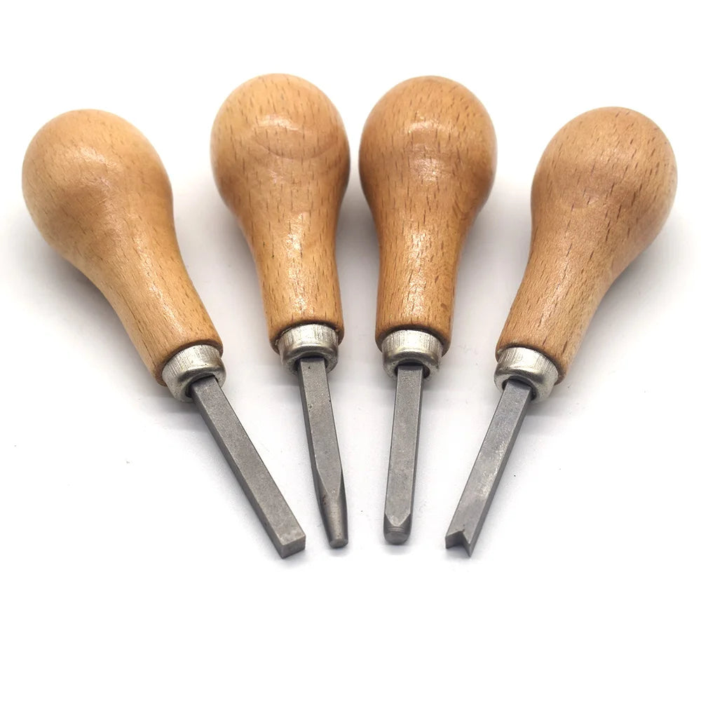 Jewelry Diamond Bezel Set Gemstone Setting Tool Pusher Hand DIY Tool with Wooden Handle