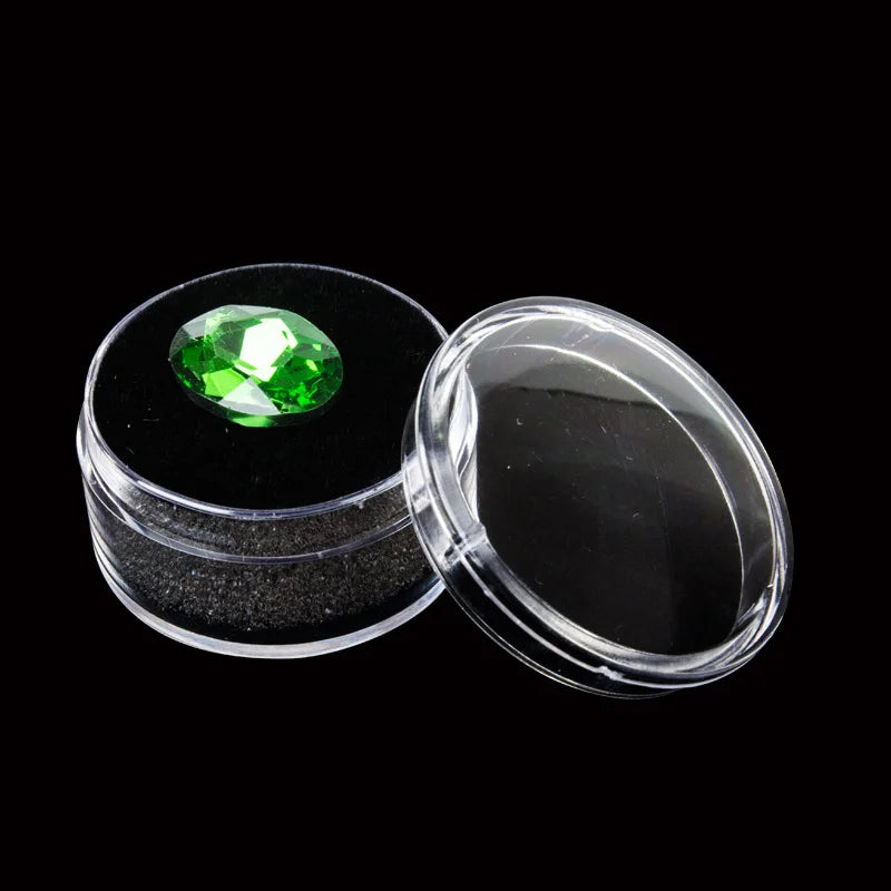 12Pcs/lot Round Bare Diamond Box Diamond Gemstone Bead Storage Box Jewelry Sample Clear Display Container Gem Packaging Case