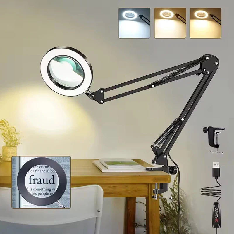 10X Magnification USB 3-Color 64 LED Light Magnifier for Soldering Iron Repair Desk Lamp Skin Care & Beauty Tools