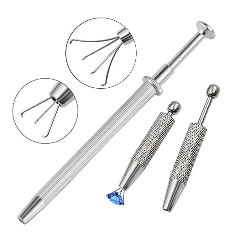 1 PC 3/4 Claws Jewelry Gem Beads Holder Pick-up Tool Diamond Gemstones Stone Prong Holder Tweezers Catcher Grabbers