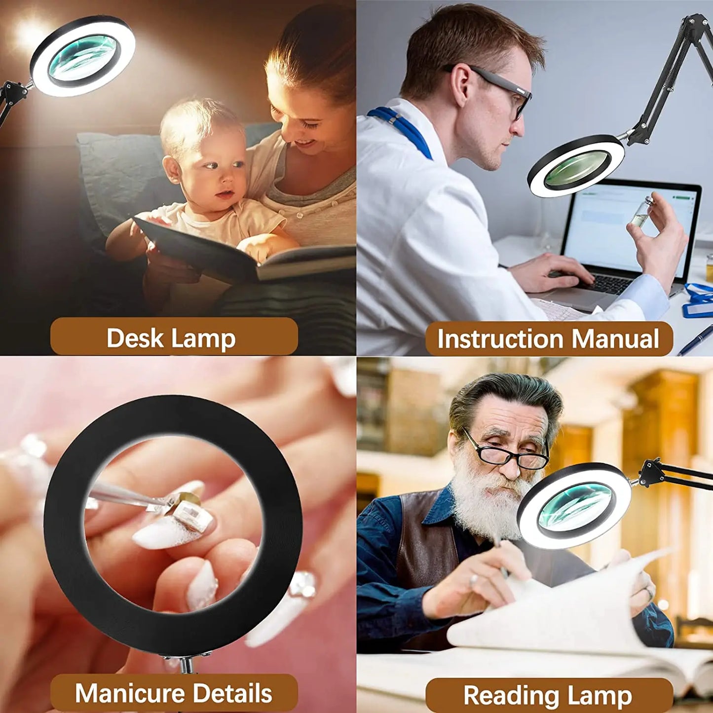 10X Magnification USB 3-Color 64 LED Light Magnifier for Soldering Iron Repair Desk Lamp Skin Care & Beauty Tools