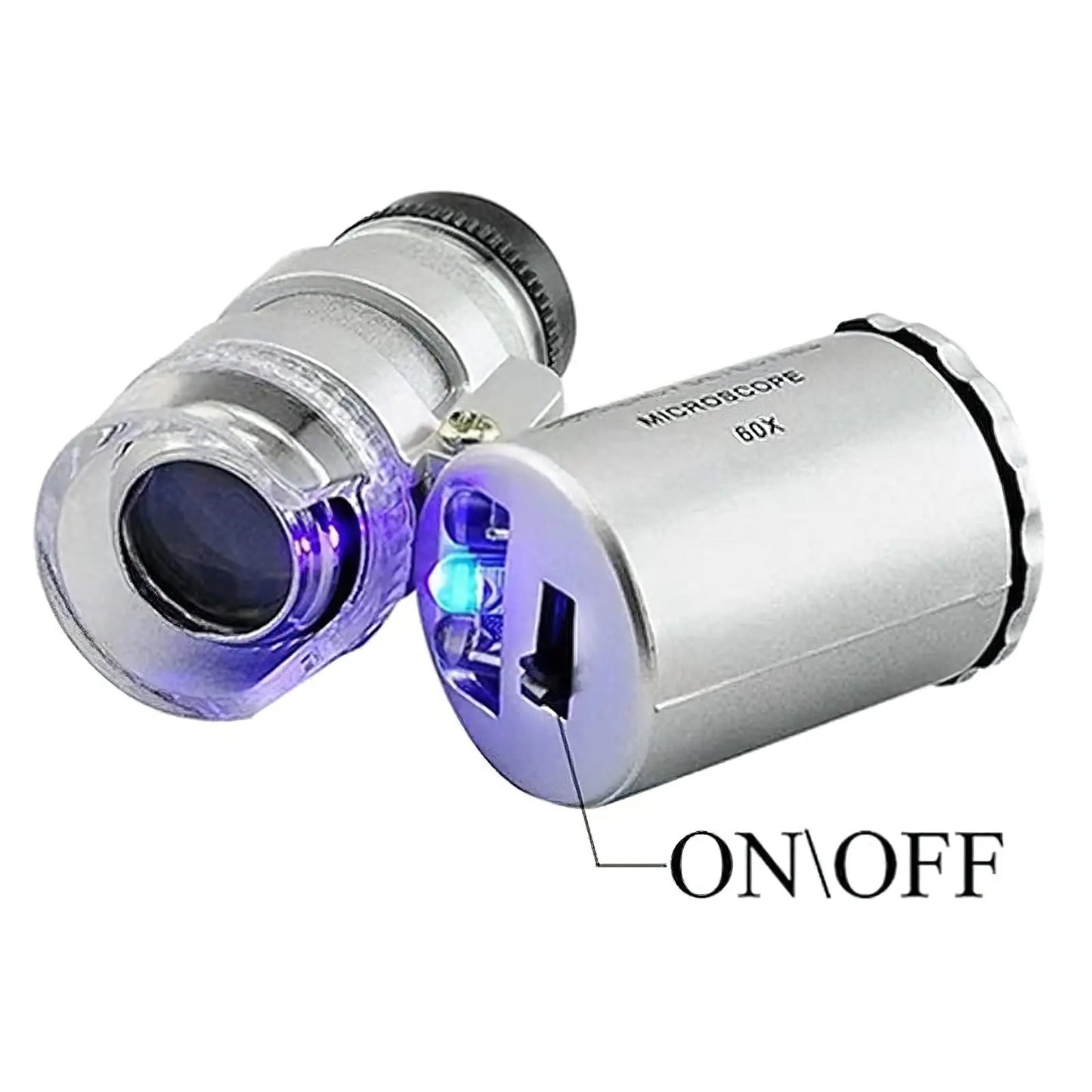 60x Jeweler Eye Loupe with LED UV Light Pocket Magnifying Glass Jeweler Magnifier Adjustable Focus Mini Microscope for Gem Coins