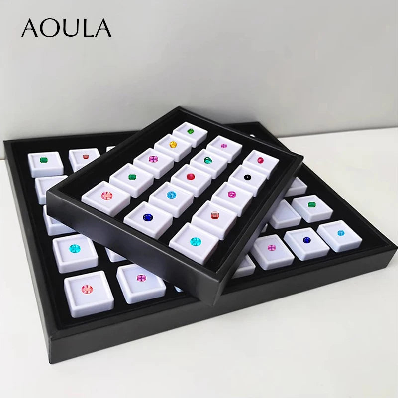 Gem Jar Display Gemstone Jewelry Insert Tray Loose Diamond Stone Display Box Gems Storage Holder Container Organizer with Sponge
