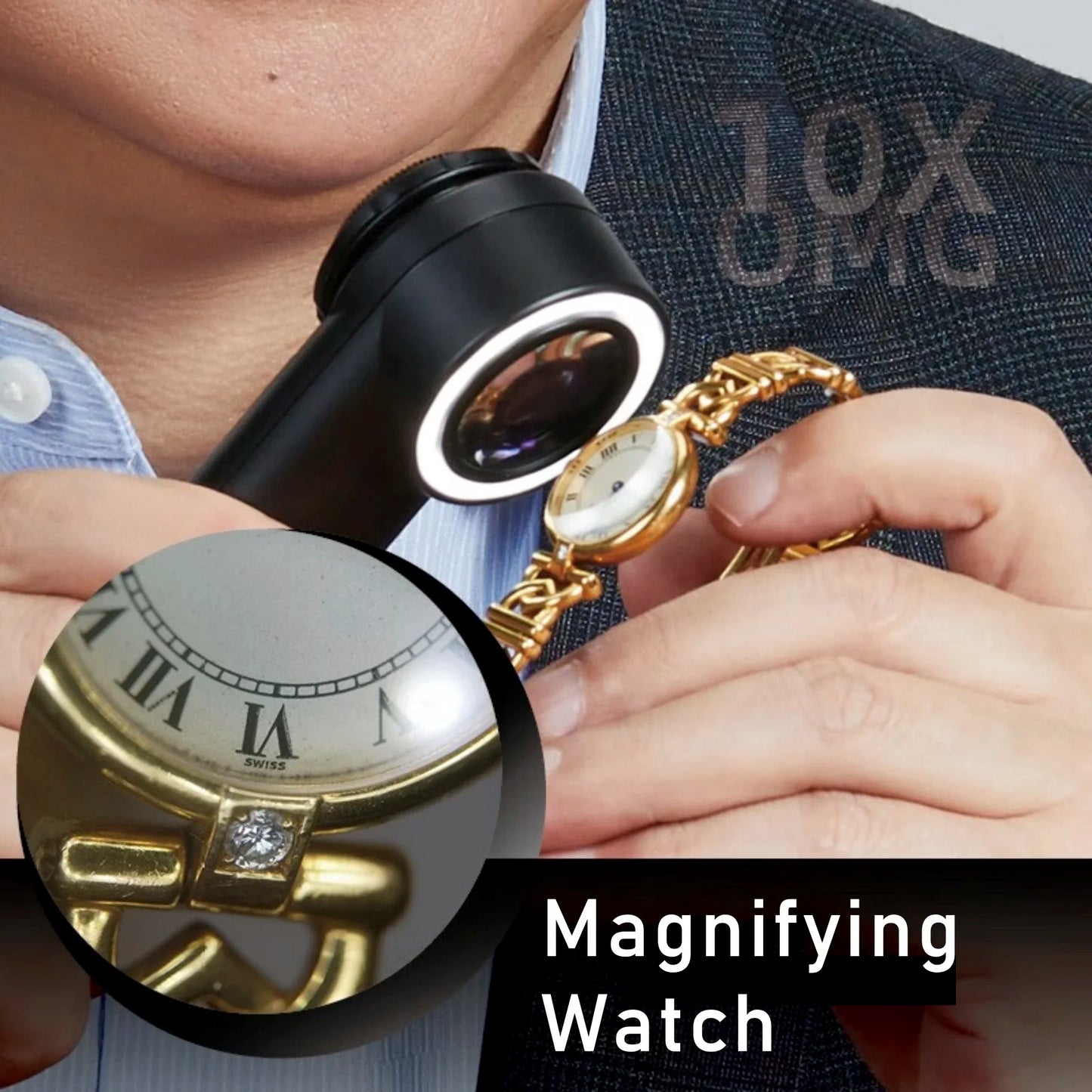 OMS 10X 20X Shadowless LED Handheld Magnifier Achromatic Loupe Antique Diamond Gemstone Jewelry Watch Identification Instruments