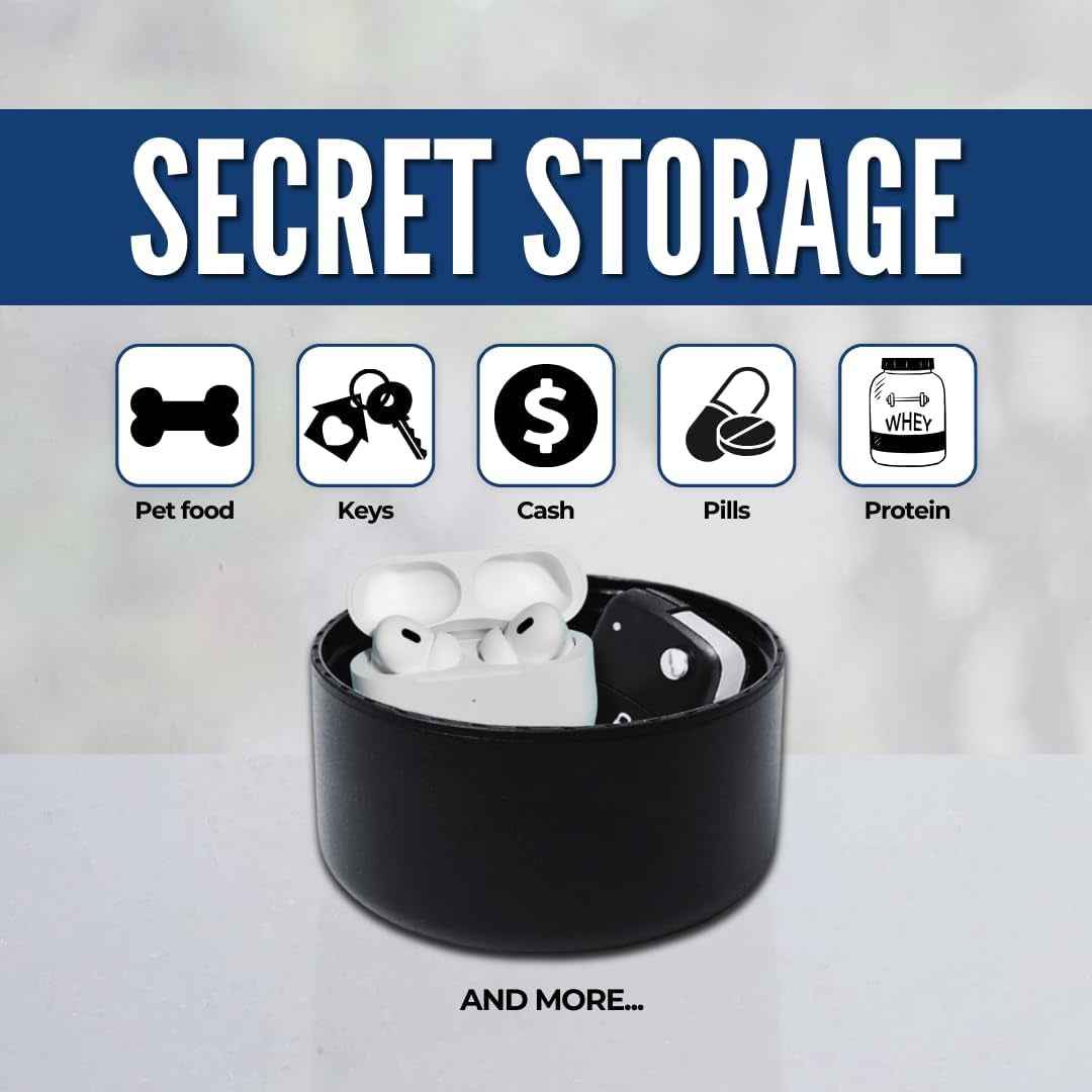 WON Stainless Steel Insulated Water Bottle with Storage Compartment for Pills, Dog Food, Snacks, Keys, Cash and Valuables - 32Oz Metal Vacuum Flask for Cold & Hot Drinks - Diversion Safe Water Bottle