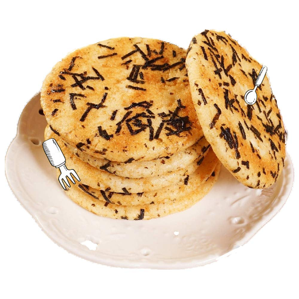 Chinese Classical Childhood Food Nori Rice Cracker, Rice Crust, Biscuits, Non-Fried 168G/5.92Oz/0.37Lb 旺旺厚烧海苔米饼