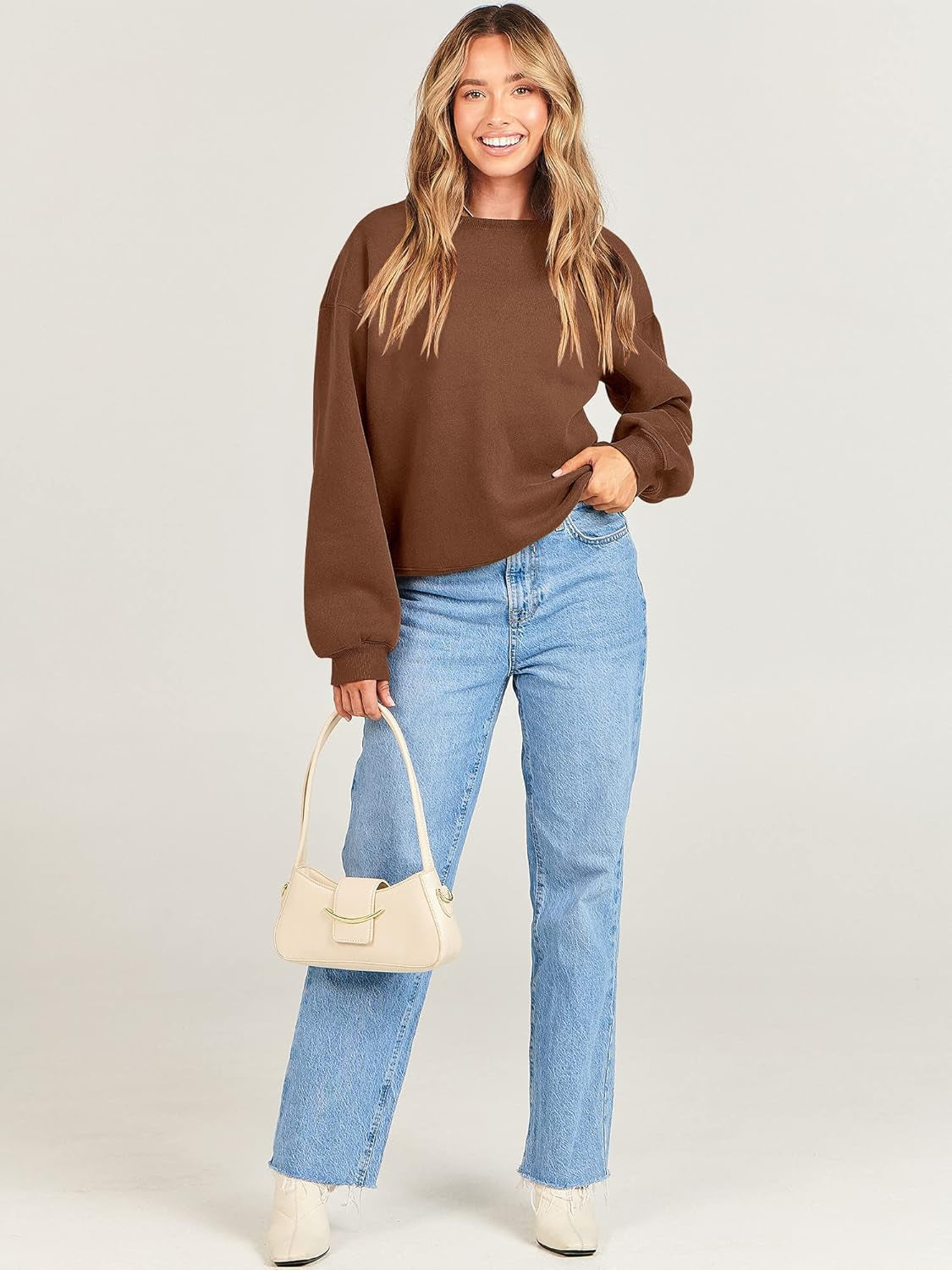 Women'S Sweatshirts Hoodies Crewneck Oversized Fleece Pullover Sweaters Cute Top Y2K Teen Girls Preppy Clothes 2024