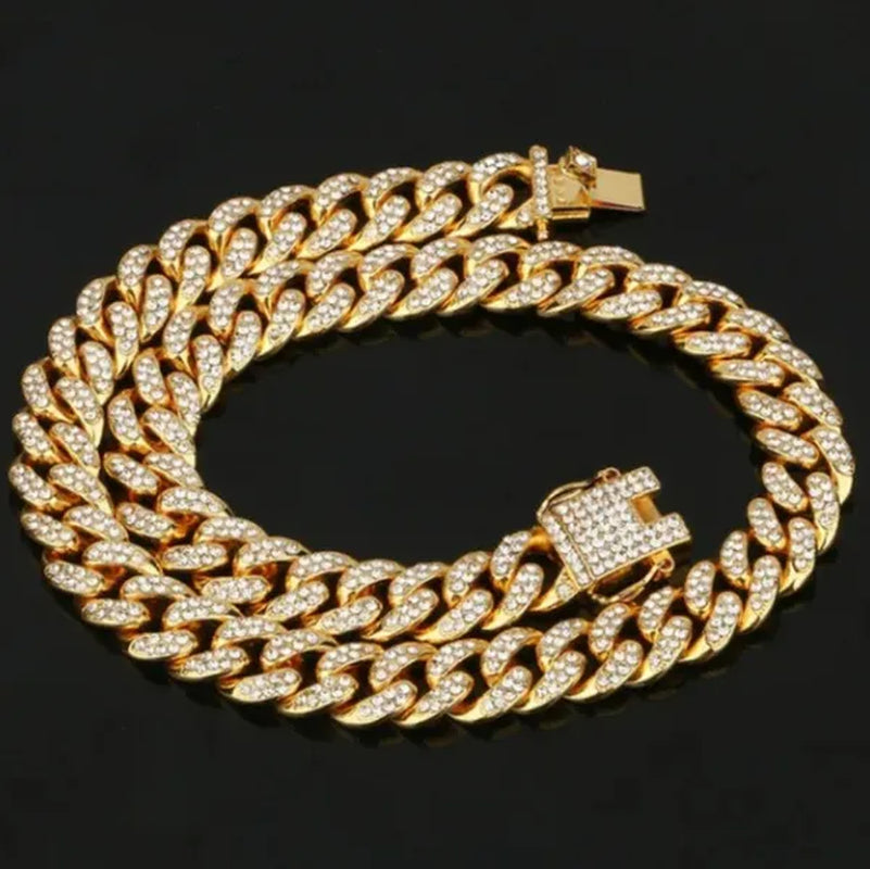 Men's Hip Hop Fashion Luxury 18K Gold and 925 Silver Ice-wound Hip Hop Diamond Watch Miami Cuban Bracelet and Ladies Watch Silver Diamond Bracelet Men and Women Hip Hop Party Jewelry