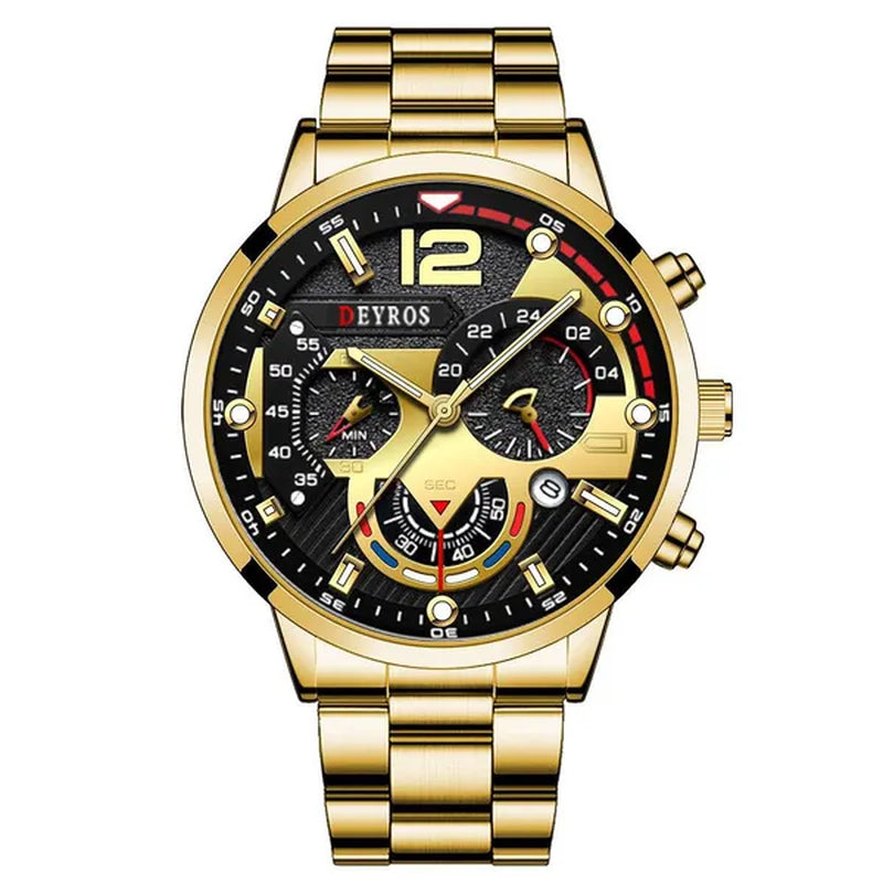 Fashion Men’s Stainless Steel Watches Luxury Quartz Wristwatch Calendar Luminous Clock Men Business Casual Watch