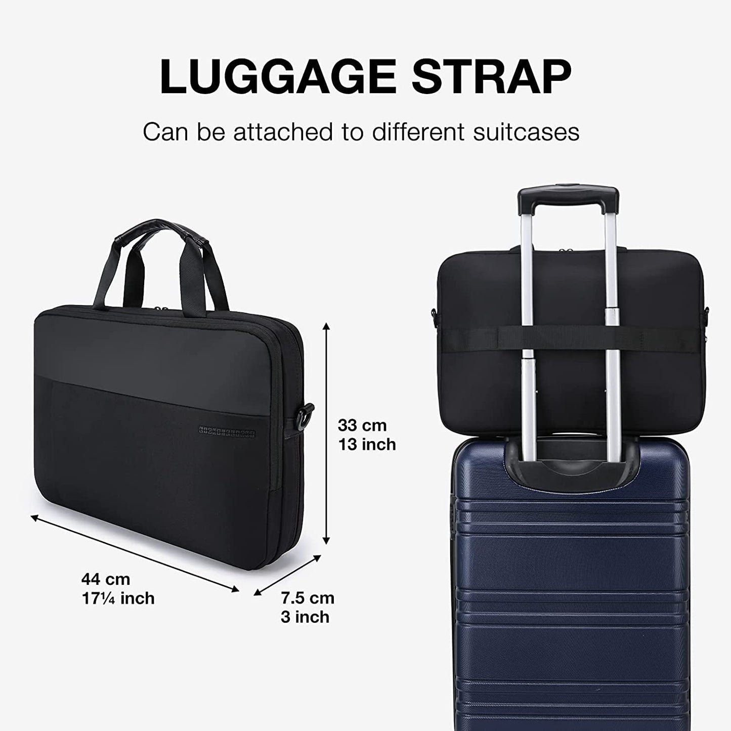17.3 Inch Expandable Slim Laptop Briefcase for Business Travel, Water-Resistant Work Bag with Organizer Compartment, Black