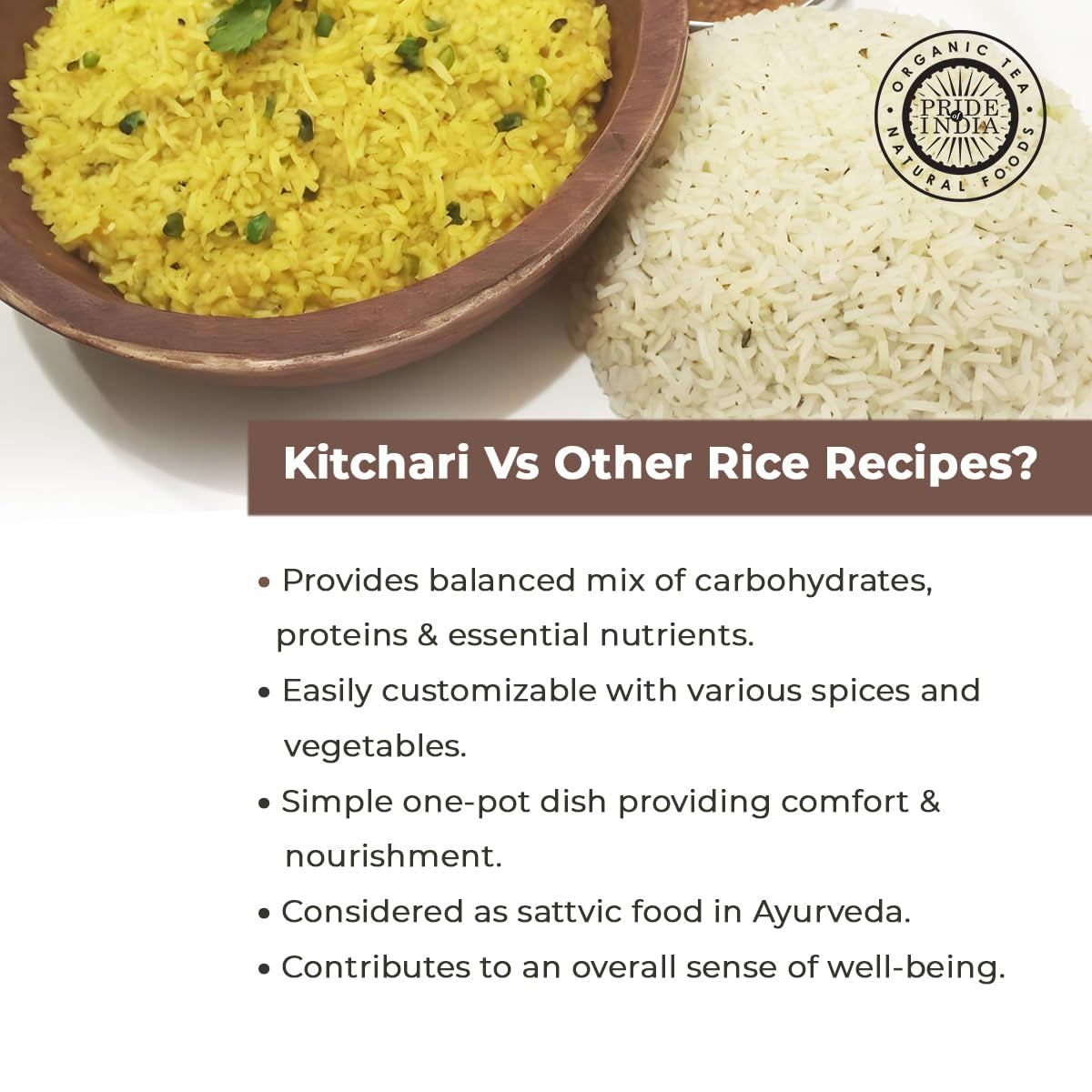 '- Indian Brown Basmati Rice & Lentil Kitchari Mix - Protein Superfood, 1.5 Pound Jar