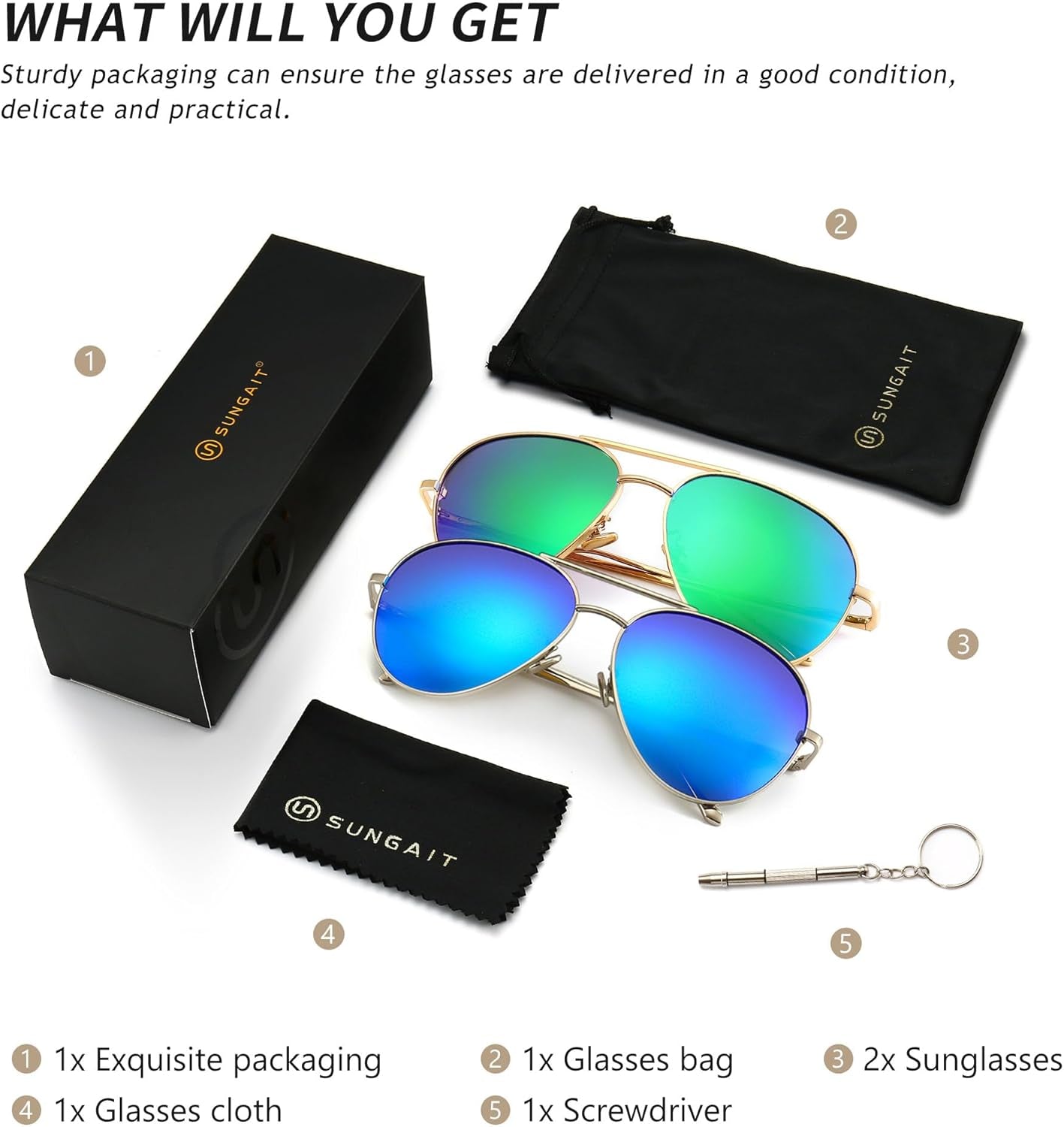 Women'S Lightweight Oversized Aviator Sunglasses - Mirrored Polarized Lens