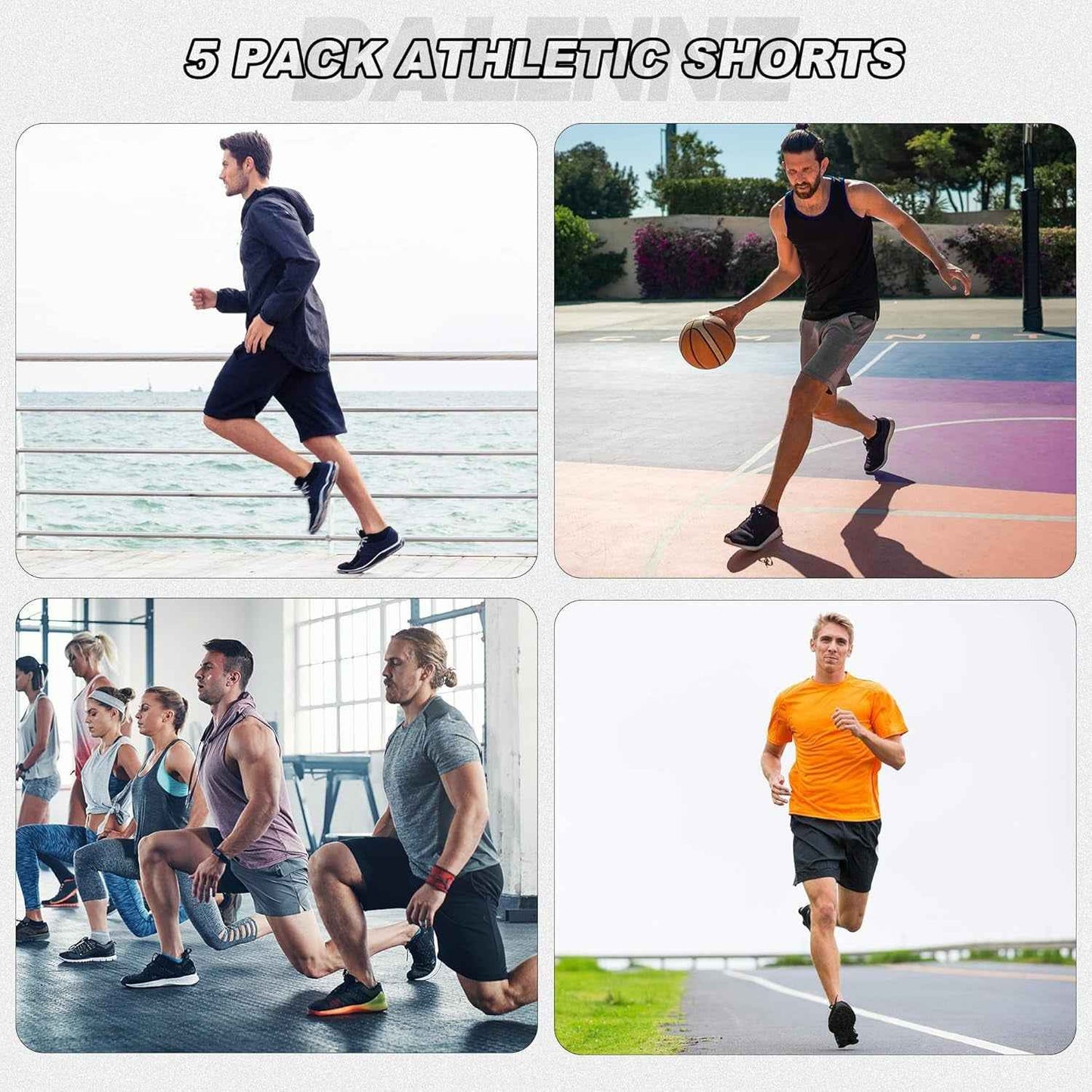 Athletic Shorts for Men with Pockets and Elastic Waistband Quick Dry Activewear