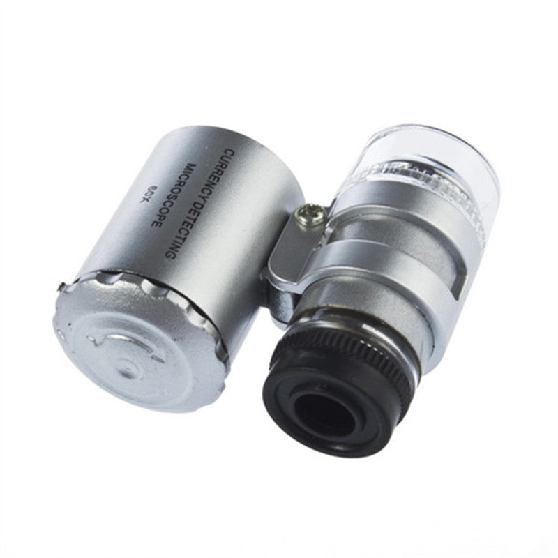 60x Eye Jeweler Loupe with LED UV Light Pocket Magnifying Glass Jeweler Magnifier Adjustable Focus Mini Microscope for Gem Coins