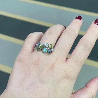 Trendy 925 Sterling Silver Gemstone Rings for Women Bridal Engagement Wedding Rings Jewelry Gift