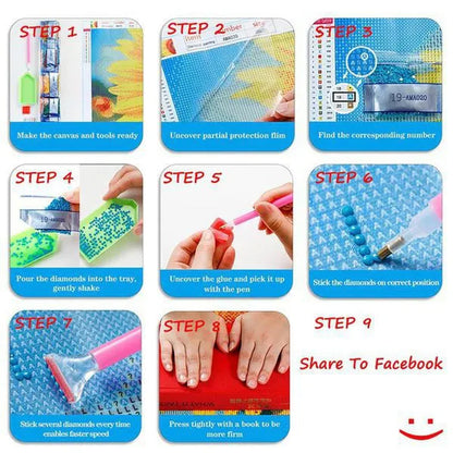 Diamond Painting Kits for Adults, DIY Full Round Drill Diamond Art  Diamond Painting By Numbers Kits Arts and Crafts for Home Wall Decor