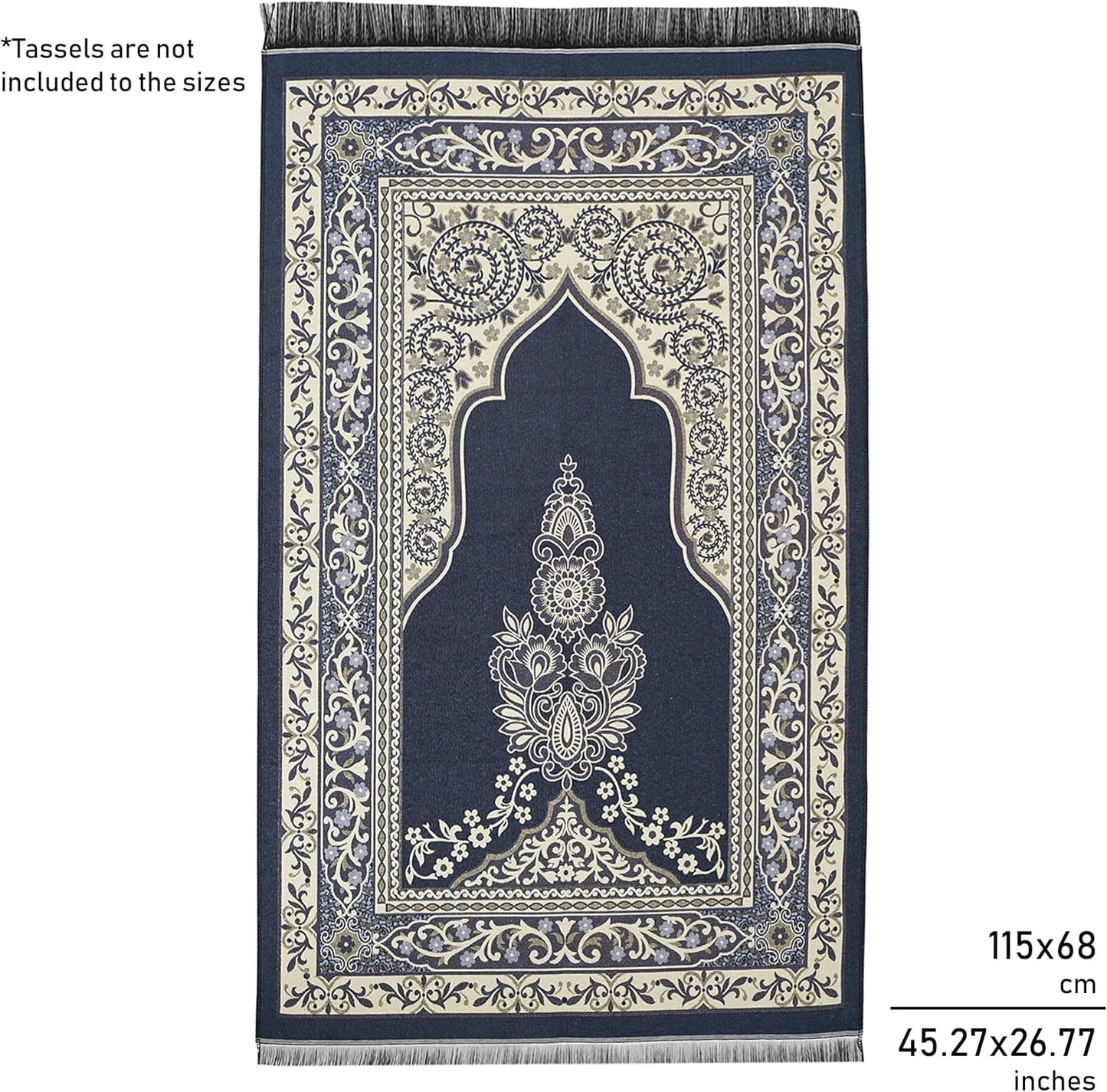 Prayer Rug - Muslim Prayer Rug - Prayer Mat Travel Bag and Prayer Beads - Muslim Gifts for Men Women and Kids (Darkblue 2