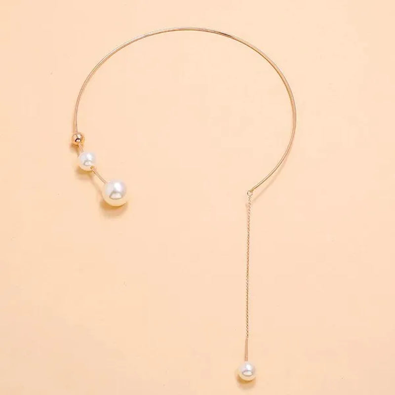 1Pcs Pearl Choker Necklace Elegant Big White Imitation Pearl Choker Necklace Clavicle Chain Fashion Necklace for Women Wedding Jewelry Collar