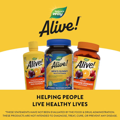 Alive! Men'S Daily Gummy Multivitamin, Supports Energy Metabolism*, Muscle Function*, B-Vitamins, B-Vitamins, Gluten-Free, Vegetarian, Fruit Flavored, 60 Gummies (Packaging May Vary)