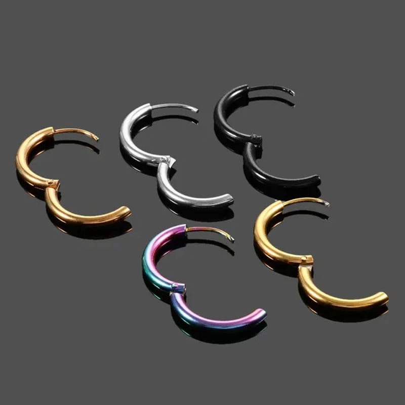 High Quality 1 Pair 8-20Mm Small Hoop Earrings Silver Color Circle Hoop Earring for Women Men Ear Rings Clip Huggie Earrings