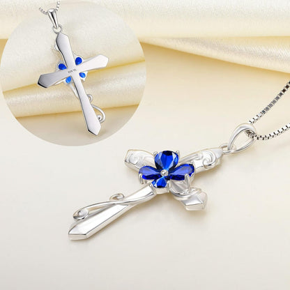 Women'S Butterfly Cross Necklace Sterling Silver Birthstones Leaves Pendant Crucifix Jewelry for Women
