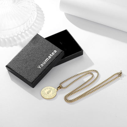 Serenity Prayer Necklace with Praying Hands Coin Pendant for Men Women Lords Prayer Bible Verse Courage Wisdom Stainless Steel 24 Inches