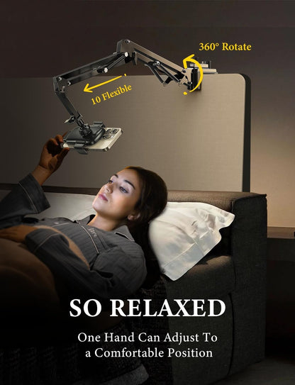 for Gooseneck Phone Holder for Bed Desk [3Rd Upgrade] Cell Phone Stand for Desk Bed Iphone Holder Laying Down,Flexible Arm Clamp Clip Phone Mount Stand for Filming Fits Iphone 15 Max,Silver