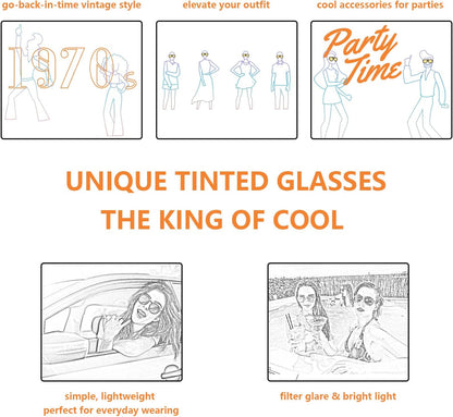 Vintage Retro 70S Sunglasses for Women Men Classic Large Square Aviator Trendy Glasses