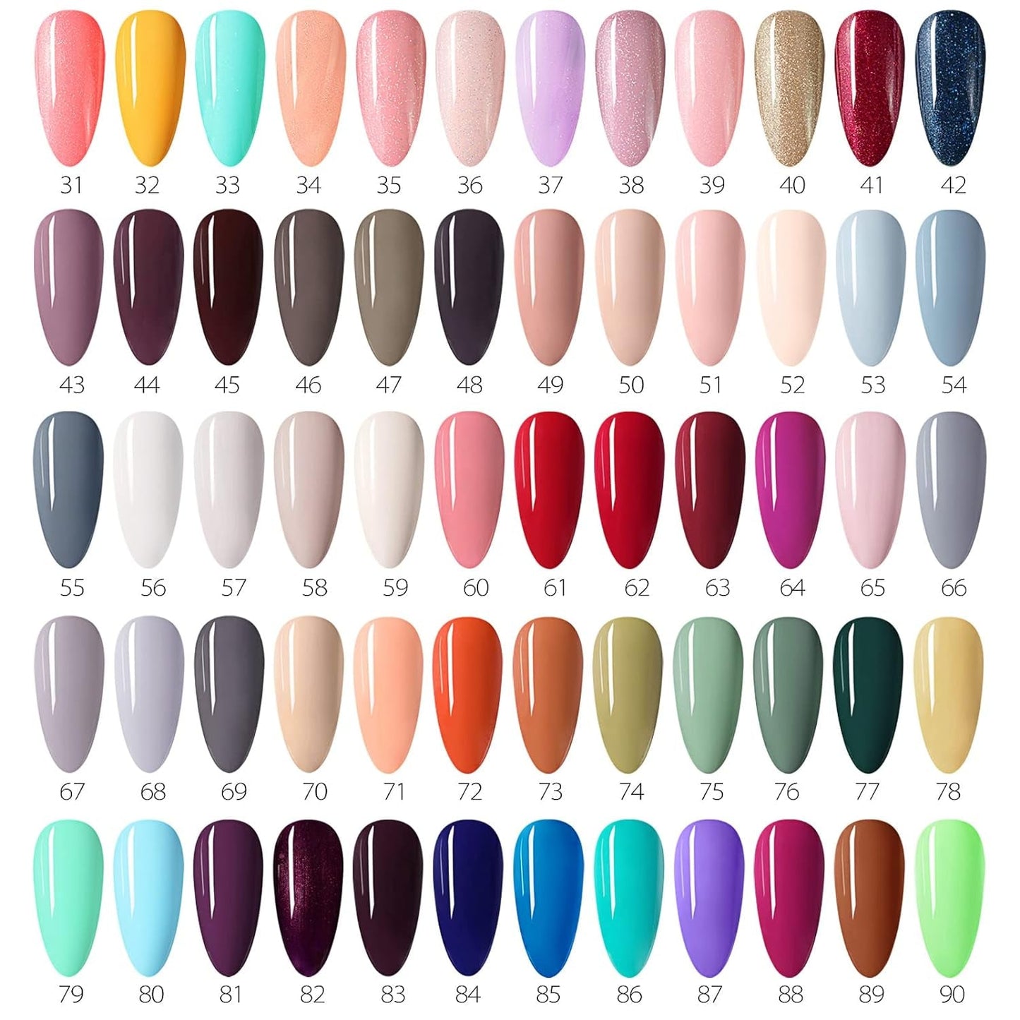 VENALISA VIP2 Set 60 Colors 7.5Ml Gel Nail Polish Kit with Base Top Matt Coat,Soak off UV LED Nail Gel Polish with Colors Card Nail Art Starter Manicure Salon