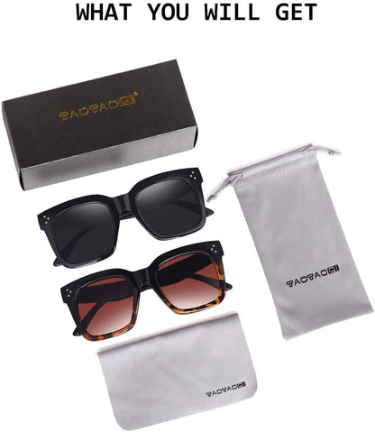 Vintage Women Oversized Sunglasses Designer Luxury Square Sun Glasses UV400 Protection Flat Lens