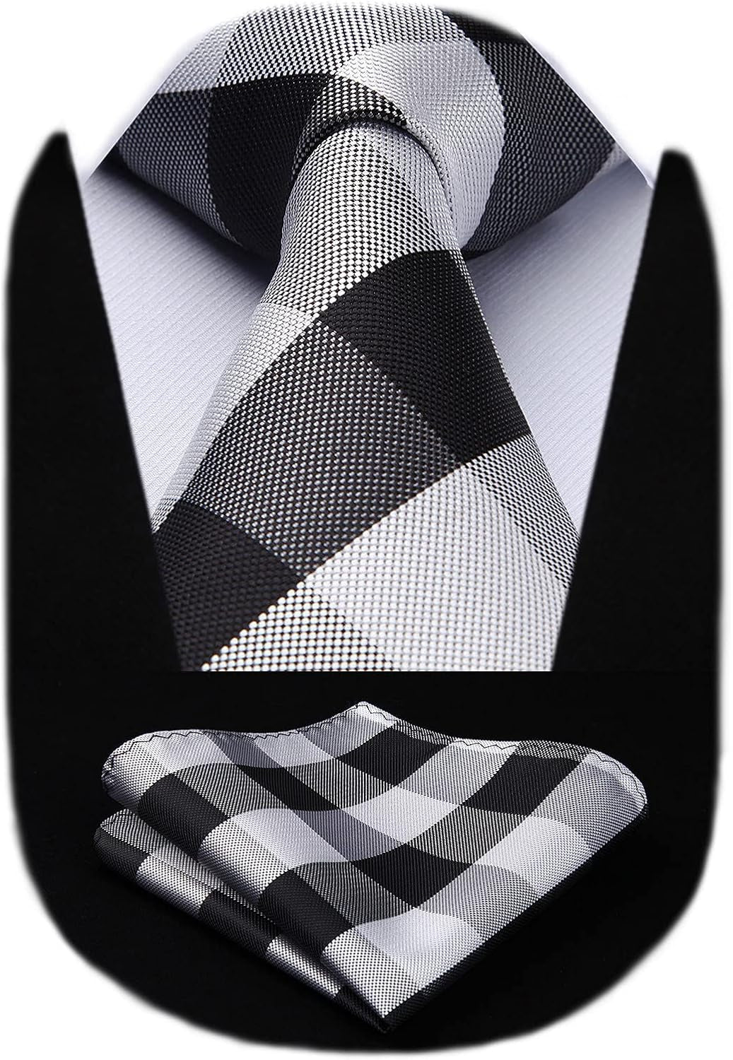 Ties for Men Formal Business Plaid Checked Mens Ties and Pocket Square Set Classic Wedding Necktie Handkerchief