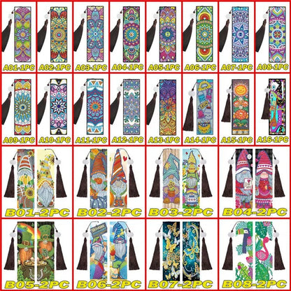 100 Styles DIY Butterfly Flower Diamond Painting Tassel Leather Bookmark 5D Fashion Cross Stitch Craft Christmas Gift @#A11