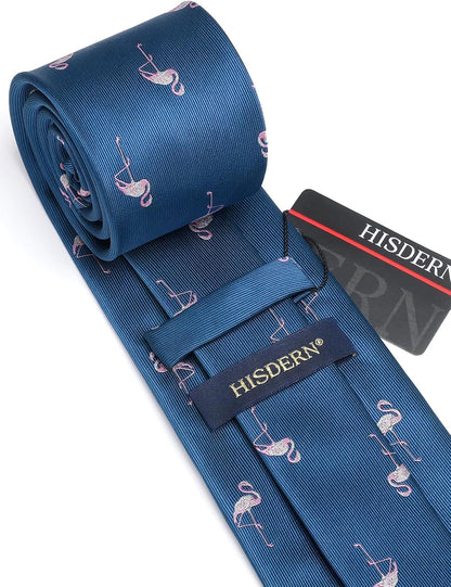 Ties for Men Classic Animal Tie and Pocket Square Set Jacquard Woven Silk Neckties Handkerchief Wedding Party