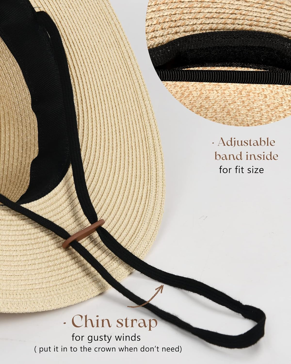 Womens Mens Wide Brim Straw Panama Hat Fedora Summer Beach Sun Hat UPF Straw Hat for Women