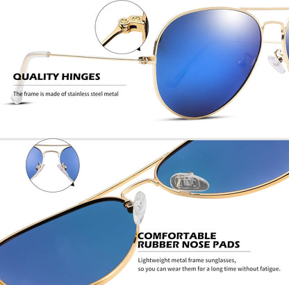 Aviator Sunglasses for Men Women Classic Polarized UV400 Protection